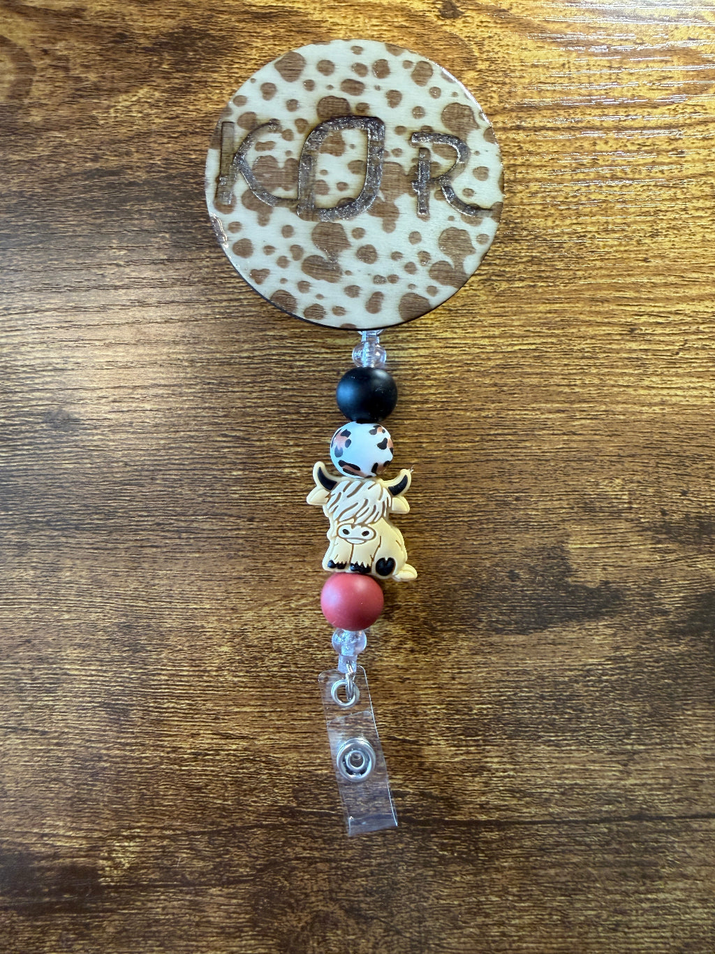 Custom Laser Engraved Beaded Badge Reel