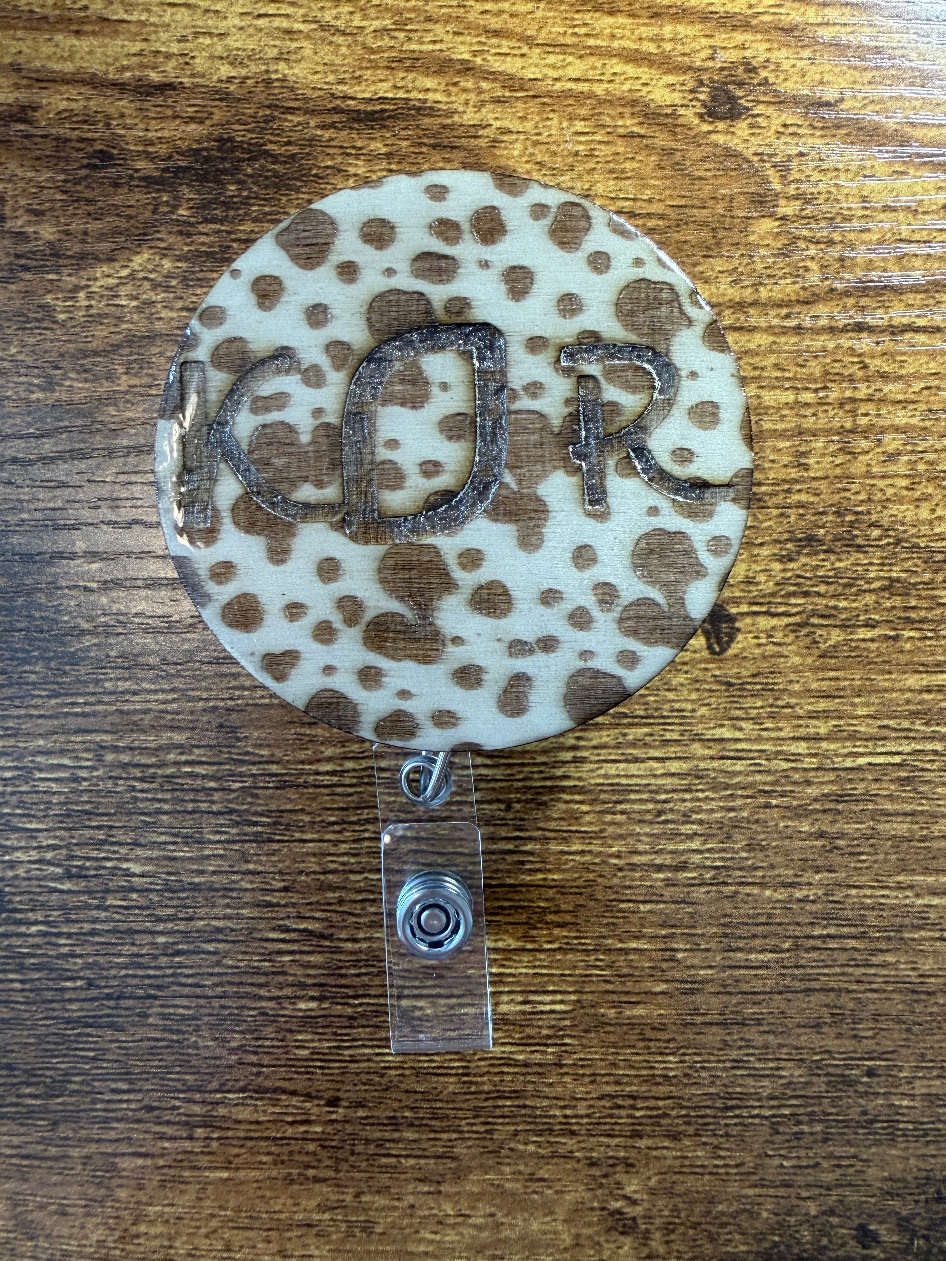 Custom Monogrammed Laser Engraved Badge Reel