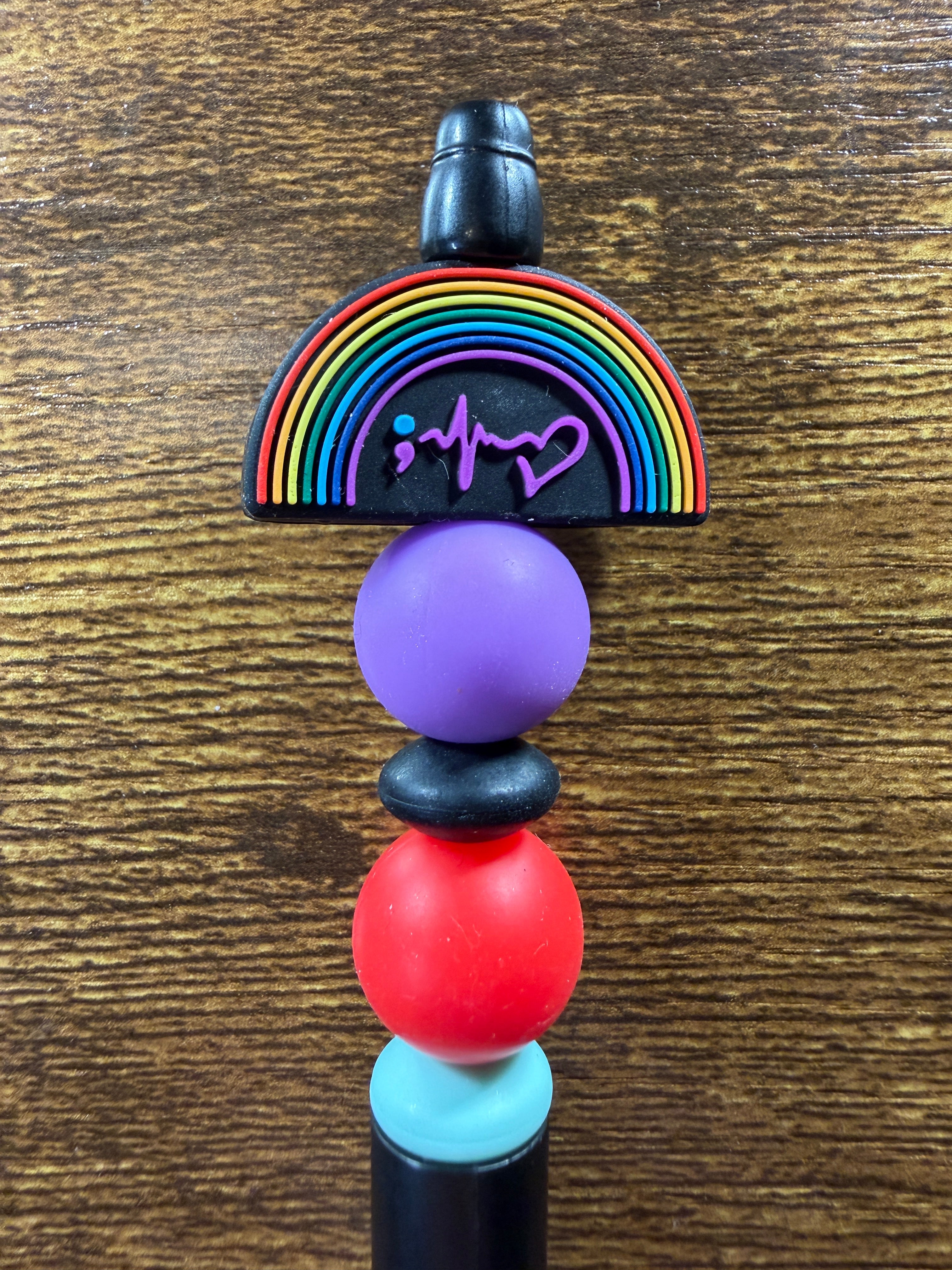 "Rainbow EKG" Beaded Pen