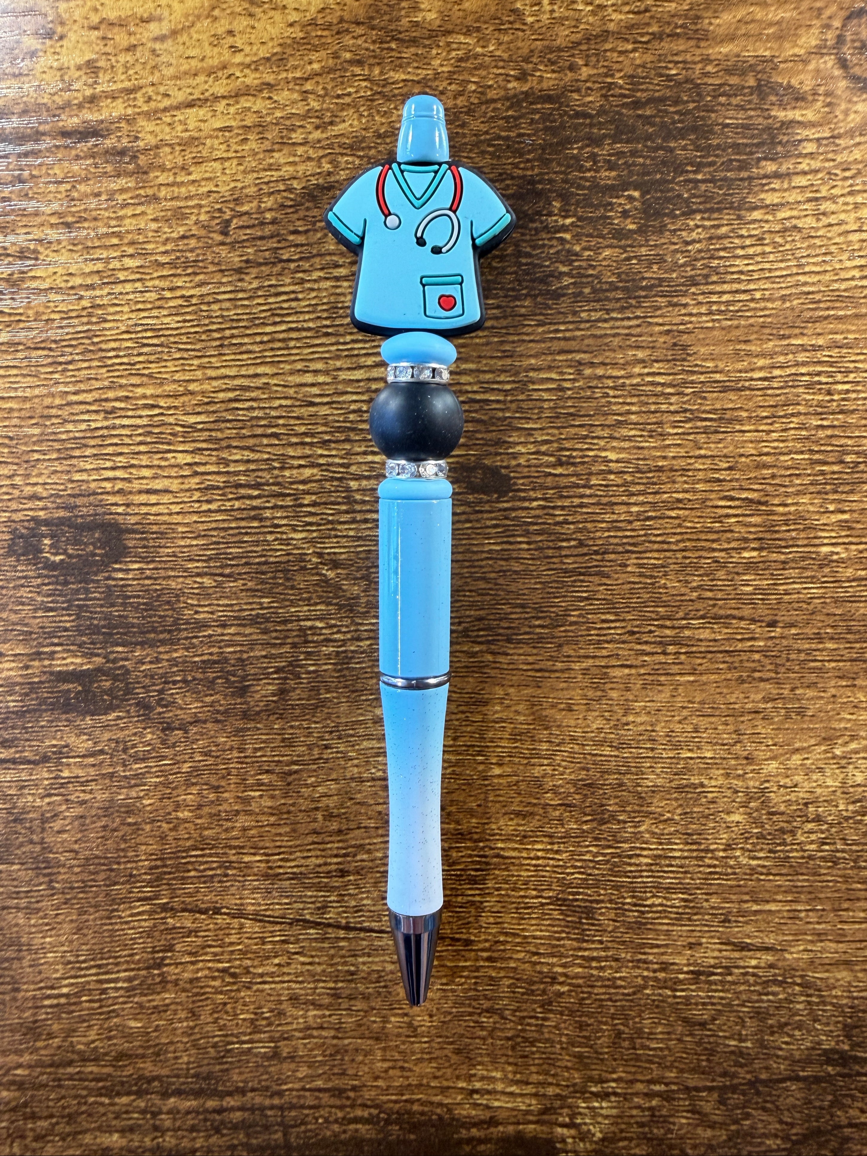 "Teal Scrub Top" Beaded Pen