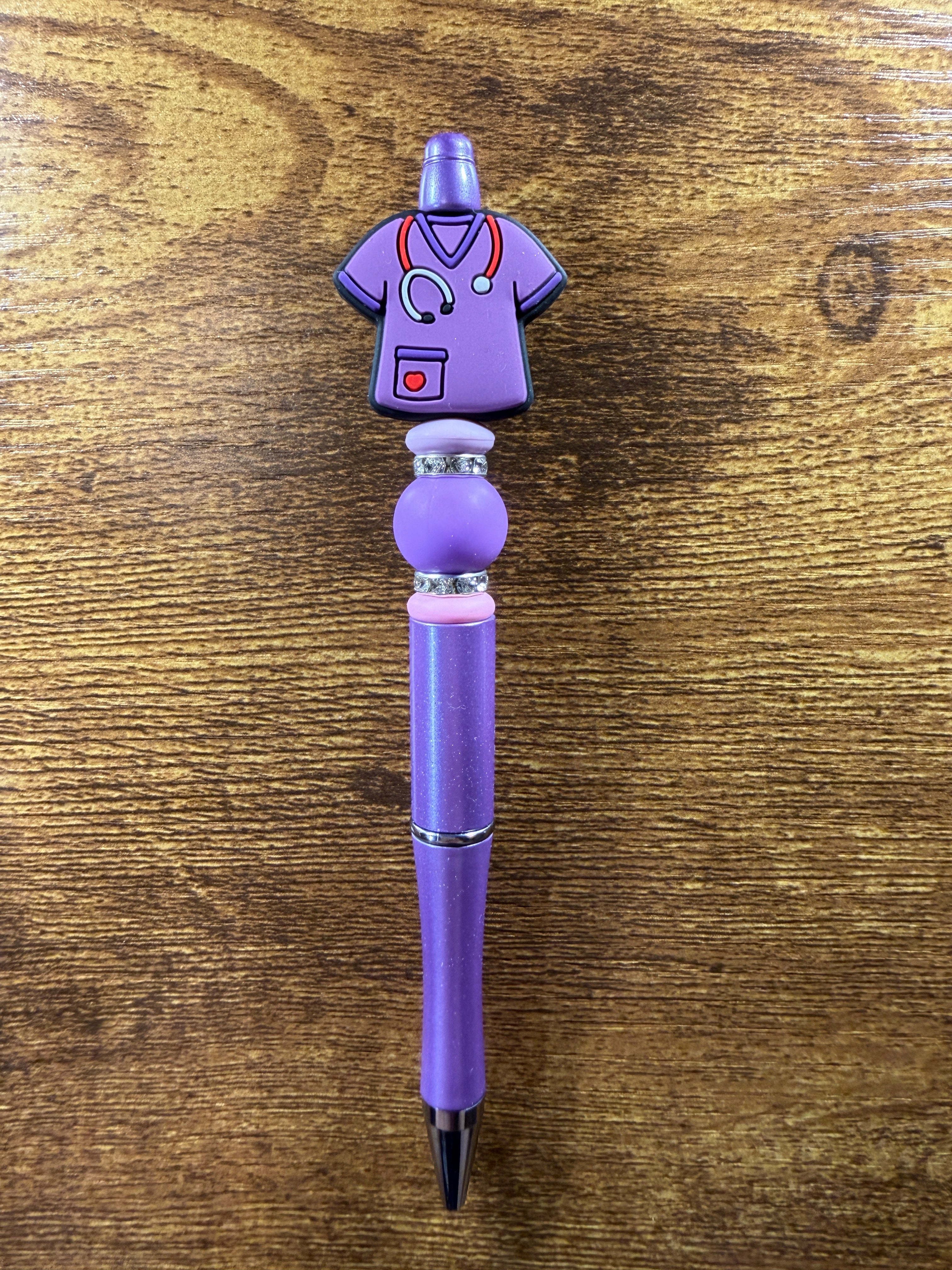 "Purple Scrub Top" Beaded Pen
