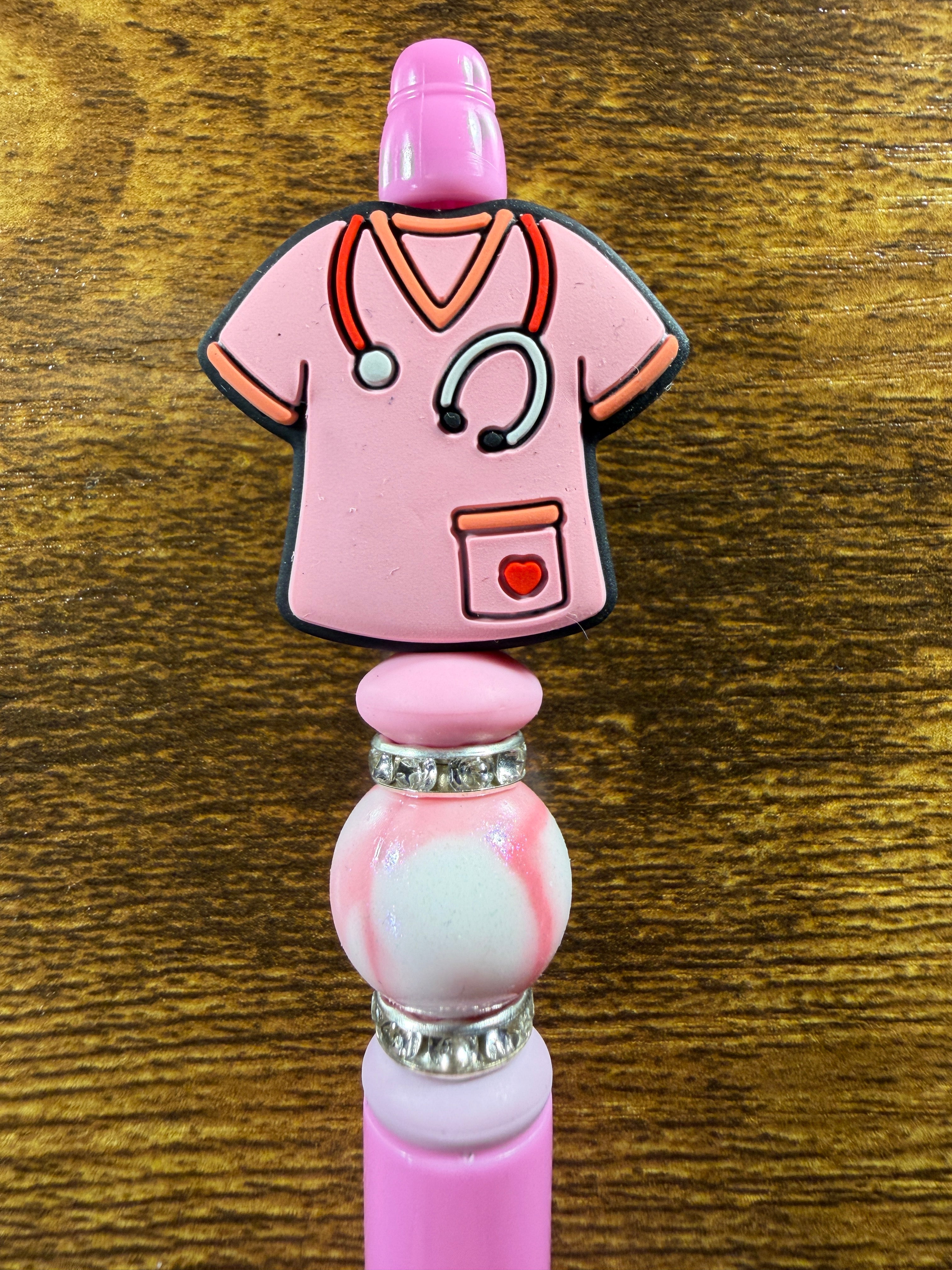 "Pink Scrub Top" Beaded Pen