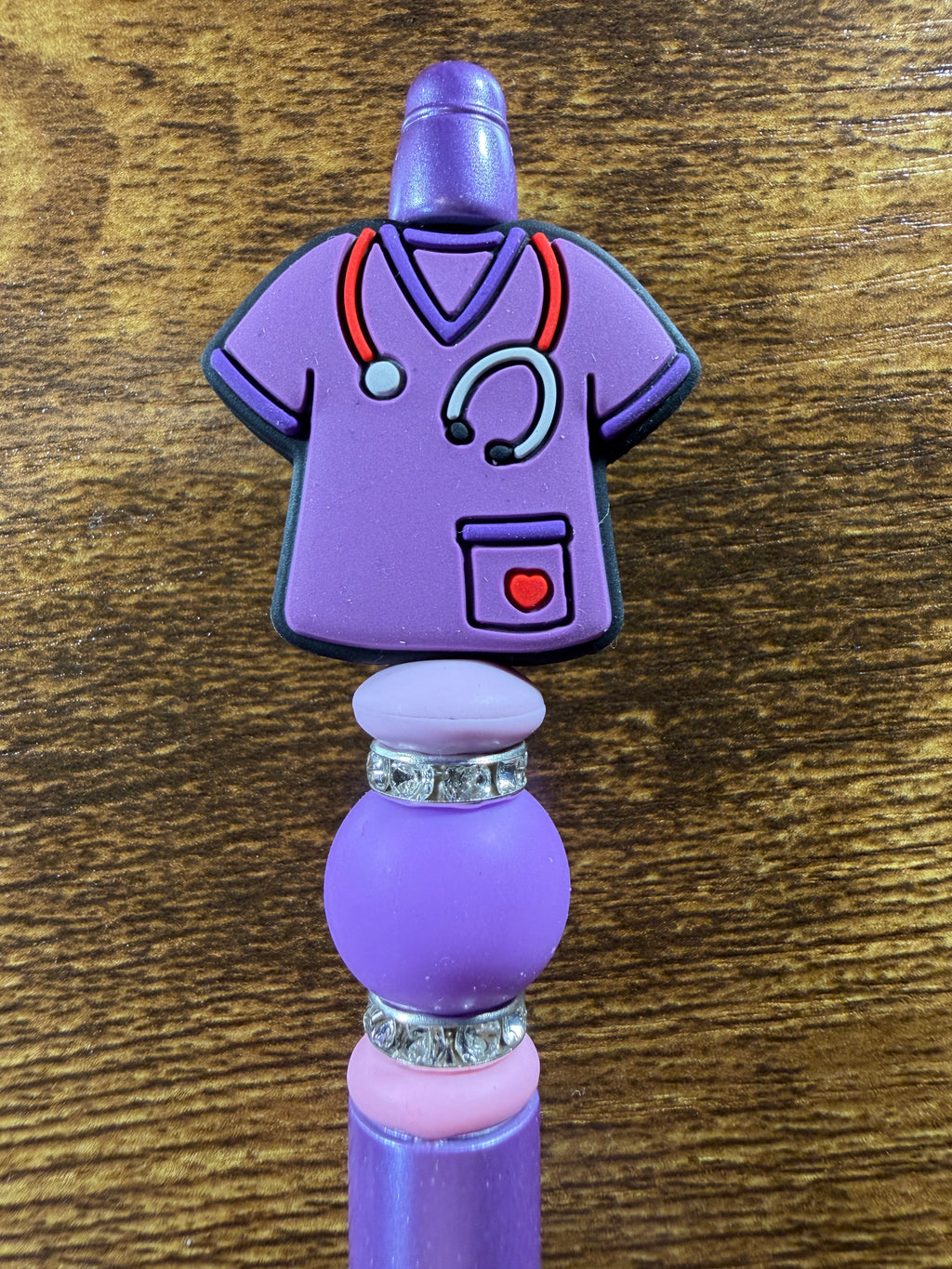 "Purple Scrub Top" Beaded Pen