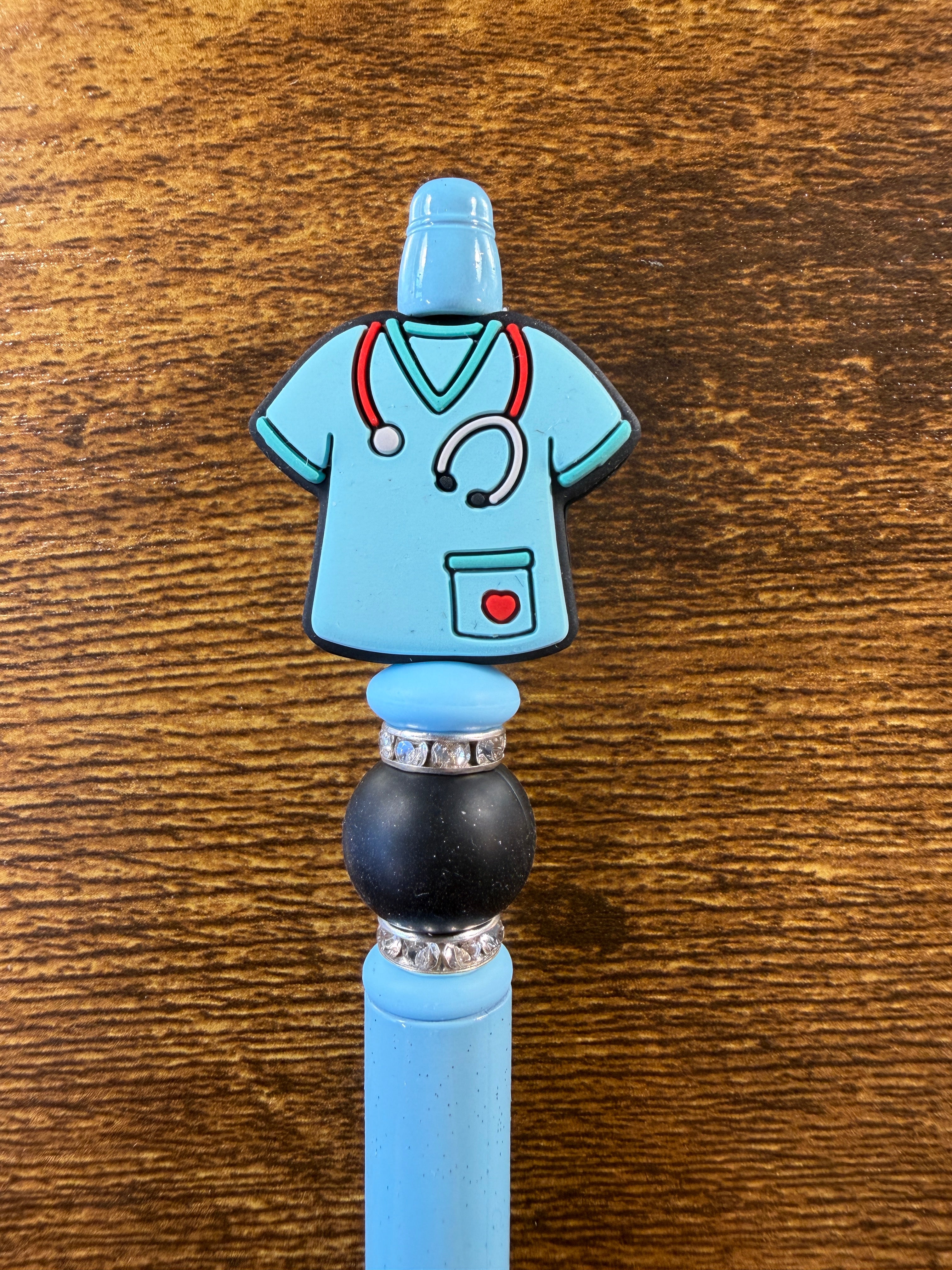 "Teal Scrub Top" Beaded Pen