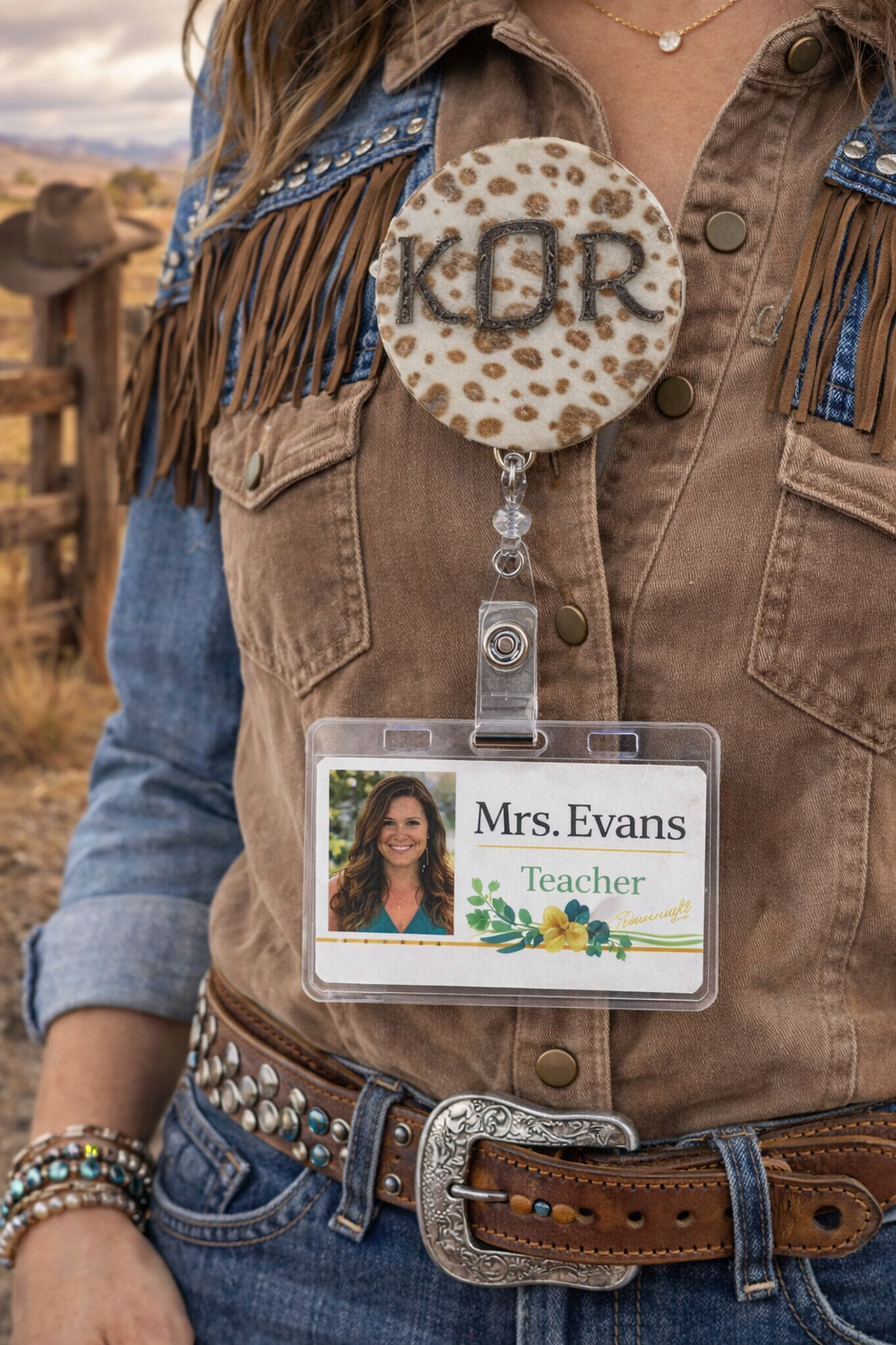 Custom Monogrammed Laser Engraved Badge Reel